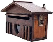 qwmvhfg， Wall-Mount Mailboxes Wooden Postbox Lockable Mailboxes Vintage Style Drop Box for Home Outdoor Villa Decoration