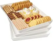 Avant 15" x 10" Plastic Serving Tray | Set of 3 White