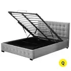 Queen Bed Frame Fabric Tufted Grey Levede