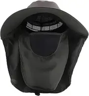 [PAMINGONO] Breathable Wide Brim Sun Hat for Adults Summer UV Protection Fishing Hat with Face Cover Waterproof Gardening Cap Army Green