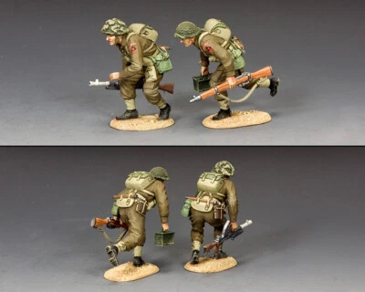 KING & COUNTRY D DAY DD355B BRITISH RUNNING BREN GUN TEAM SAND BASE