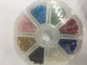 8 natural gemstone chips Plastic Round 4" inch 8 section container Lapis Coral P