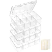 4 Pack 8 Grids Bead Organizers and Storage Tackle Box Organizer Plastic Organ...