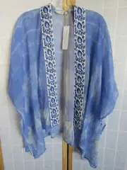 NWT Soft Surroundings Blue Origins Topper Sheer 100% Cipro Cover Top Women's S/M