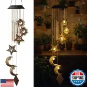 Colingmill Solar Wind Chimes for Outside Sun Moon Star Solar Hanging Lights W