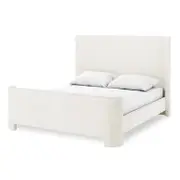 Palmira Boucle Upholstered Sleigh Bed Frame - Cream White