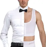 [WUJNANG] Men Slimming Upper Compression Garment Crop Top Posture Corrector Body Shaper Back Support Vest,Beige-2X