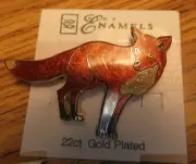 Vintage RED FOX Brooch/Pin 22ct Gold Plated NWT New w/Tag