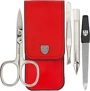 3 Swords Germany - brand quality 3 piece manicure pedicure grooming kit set for professional finger & toe nail care scissors tool genuine leather case in gift box, Made in Solingen Germany (02662)