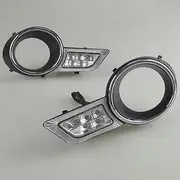 2Pcs LED DRL Daytime Running Light Fog Lamp Cover Daylight White for Toyota Highlander 2009 2010 2011