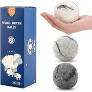 Wool Dryer Balls Handmade 3 Pack XL,Organic Laundry Dryer Balls,100% New Zealand Wool Natural Fabric Softener,Reusable 1000 Loads,Wrinkles Free, Shorten Drying Time,Baby Safe (3 Pack,Cloudscape Trio)