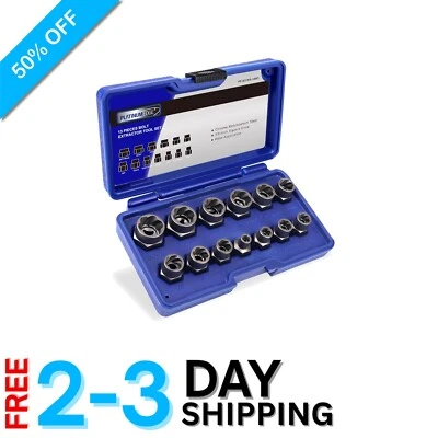 Chrome Moly 13-Piece Bolt Extractor Set - Easy Out Design for Damaged Fasteners