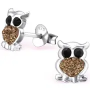 Kid's Sterling Silver Owl Stud Earrings