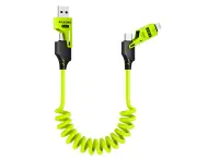 [4in1] ZUSLAB 65W Lightning Coiled Cable Fast Charging for Apple iPhone 11 XS XR Pro Max Mini Charger Cord 1.5M - Green