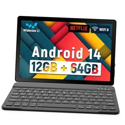Latest 2025 Upgraded Android Tablet 10.1 Inch with IPS HD Touch Screen, Black