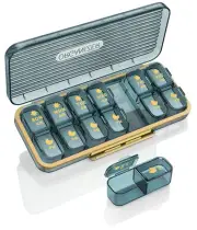 Am Pm Pill Organizer, Weekly Pill Box 2 Times A Day - 7 Day Pill Organizer wi...