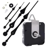 High Torque Clock Movement Mechanism with 11 Inch Long Spade Hands, Quartz Clock Motor Kit , Total black silver