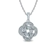 0.1 CT. T.W. Natural Diamond Clover Knot Pendant in Sterling Silver