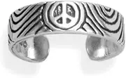 [JewelryWeb] 925 Sterling Silver Oxidized Peace Sign toe ring Adjustable is 4.4mm Wide Summer-toe ring for Women
