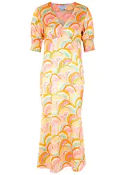 Never Fully Dressed May Printed Satin Midi Dress - Pink - 6 (UK6 / XS) 6 (UK6 / XS)