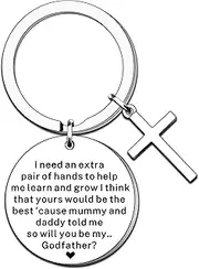 [TTOVEN] Godfather Gifts from Goddaughter Godson Godfather Keyring Godfather Birthday Gifts Fahter's Day Gifts, Silver, One Size, Men
