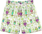 [RPLIFE] Boys Trunks, Anti-Chafe Swim Trunks Boys 2 T, Colorful Owls Branch Green Leaves