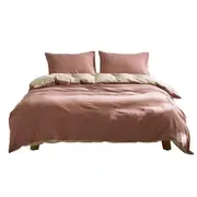 Deluxe Quilt Cover Set Cotton Duvet Single Red Beige