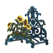 Cast Iron Heavy Duty Garden Hose Holder - Decorative Hand-Painted Sunflower W...