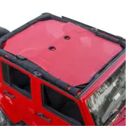 Red Sunshade Mesh Screen Top Cover UV Blocker for 4door Jeep Wrangler JK 2007-17 (for: Jeep)