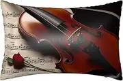 Satin Pillowcase for Hair and Skin Silk Pillow Cases Queen Size Satin Pillow Cover 20x30 Inches Violin Sheet Music Pillowcases with Zipper Cooling Pillow Cases Gifts for Women Men