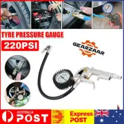 220PSI Tyre Pressure Gauge Air Tire Inflator Truck Car Motorcycle With Hose AUS