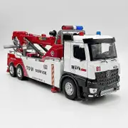 1:32 Diecast Model Vehicle Toy Large Double Hook Traffic Road Rescue Service Truck Miniature Replica With Sound & Light Big red