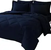 EnvioHome Comforters Queen Size Warm & Cooling Bedding Comforters & Sets Ultra-Soft All Season 7 Pieces - Navy, Queen