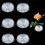 Worldity 6 Pieces Flower Frog, 2.55" Pin Holder With 3 Mini Suction Cups for Ikebana Vases, Plant Fixation, and Decoration