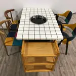 火鍋桌子電磁爐燃氣灶方圓體組合串串香飯店大理石實木桌椅