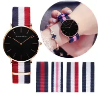 在飛比找蝦皮購物優惠-時尚簡約日本石英機芯手錶尼龍錶帶時鐘女士模擬防水手錶
