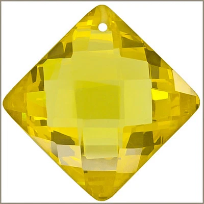 Cubic Zirconia Rhombus Square Pendant Bead 24mm Golden Yellow #64961