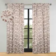 Leaves Washable 52" Wide Back Tabs Room Darkening Blackout Curtains, Set of 2