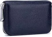 [SKUZA] Wallet,Card Bag,Female Leather Wallet RFID Blocking Card Holder Men Coin Bag Lady Short Mini Zipper Purse Purses for Women (Wine red) (Color : Dark Blue)