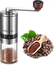 Manual Coffee Bean Grinder | Hand Coffee Grinder Burr Mill With 6 Settings For E