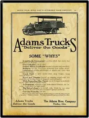 1912 Adams Brothers Co. Ad: Adams Trucks "Delivery The Goods!" Findlay, Ohio