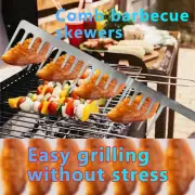 Stainless Steel Barbecue Metal Skewers Flat Needle BBQ Tools Kebab Stick AU