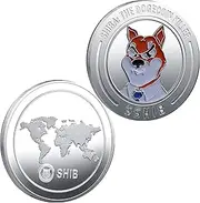 1PCS Gold Shibcoin Commemorative Coin 1OZ Gold Plated Shiba Inu Shib Coin 2021 Limited Edition Collectible Coin with Protective Case (SBC4-Silver)