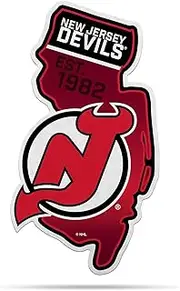 Rico Industries NHL New Jersey Devils State Shape Shape Cut Pennant - Home and Living Room Décor - Soft Felt EZ to Hang