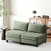 Advwin 2 Seater Sofa Chenille Fabric Couch Modern Sofa Lounge Green