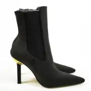 Good American Brown Chelsea Pointed Toe Heel Ankle Booties Boots Slip On Size 7