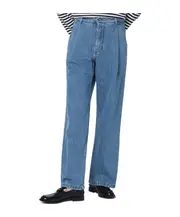 Maison Kitsuné Pleated Denim Pants 24,25,26,27,28 lightstoneindigo