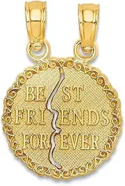 [JewelryWeb] 14k Yellow Gold Polished Best Friends Forever Break Apart Pendant Necklace 16.5x12.5mm Wide-Pendant for Women