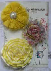 YELLOW, PINK Floral Mix Fabric Lace Organza 3 Flowers 6-7cm Across Manor House