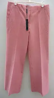 Elie Tahari Pants NWT Larisa Red and White Seersucker Flare Size 8 Retail $228